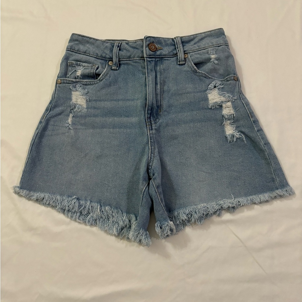 Sincerely Jules Women's Distressed Denim Shorts - Light Blue